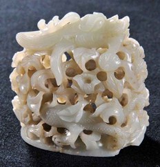 Chinese works stolen from Gloucestershire saleroom Dominic Winters Among the items stolen from Gloucestershire saleroom Dominic Winter was this rare Ming Dynasty greenish-white jade finial, 6cm high.