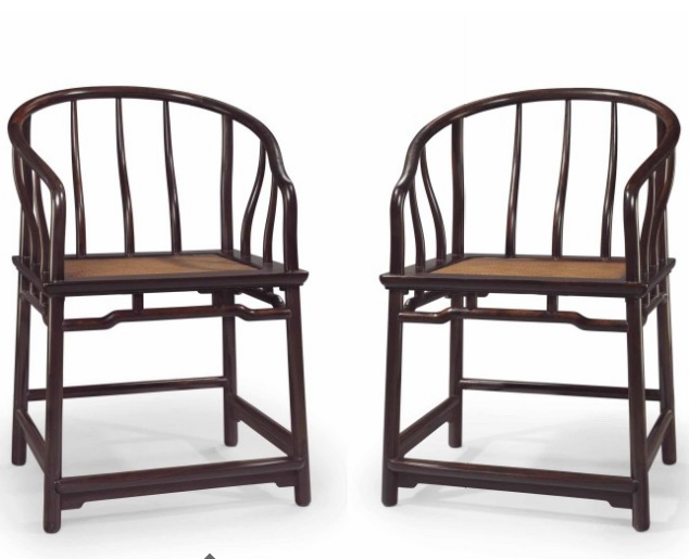PAIR OF ZITAN HORSESHOE-BACK ARMCHAIRS, QUANYI $1,085,000 CHRISTIES NEW YORK zitan-chairs