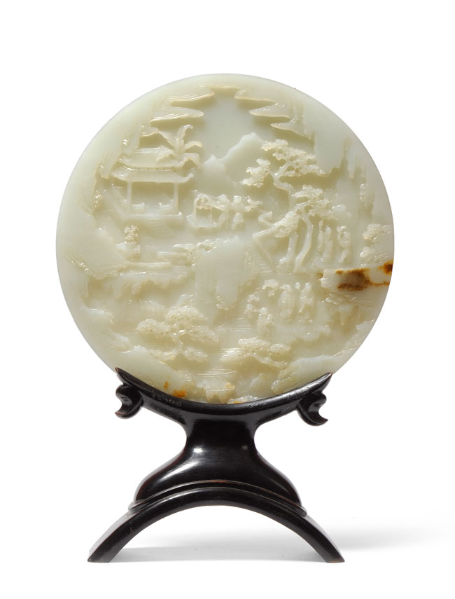Tennants - lot 193, a Chinese jade circular table screen sold for £300,000 to an internet bidder jade-table-screen