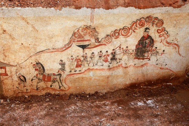 Ming Dynasty paintings, ancient tomb discovered at Hunan construction site hunan-ming-drawing