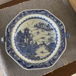 Antique ca 1800 Chinese Porcelain Blue White Jiaqing Hot Water Plate China Antique ca 1800 Chinese Porcelain Blue White Jiaqing Hot Water Plate China