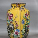 Chinese Porcelain Cloisonne Handwork Painting Flower bird Vase w Qianlong Mark Chinese Porcelain Cloisonne Handwork Painting Flower bird Vase w Qianlong Mark