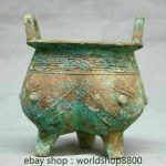 6" Old China Dynasty Bronze Ware Beast Face tripod Ding Incense Burner Censer 6" Old China Dynasty Bronze Ware Beast Face tripod Ding Incense Burner Censer
