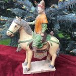Antique Ming Dynasty Sancai ( Three colours) ￼Glazed Horse & Rider