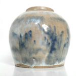 ANTIQUE 19c CHINESE QING BLUE & WHITE STAMPED DRIP GLAZE GINGER JAR FOOD POT ANTIQUE 19c CHINESE QING BLUE & WHITE STAMPED DRIP GLAZE GINGER JAR FOOD POT