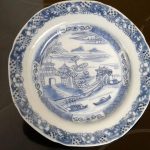 Antique 18th C. Chinese Blue and White Porcelain Plate Qianlong Period