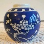Antique imperial Kangxi (1662-1722) miniature Blue Prunus Ginger Jar. 