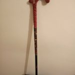 Vintage Carved Cinnabar Imperial Dragon Handle and Cloisonne Walking Cane