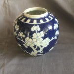 A Superb Antique Chinese Kangxi Ginger Jar Hand Painted Prunus, Double Ring Mark A Superb Antique Chinese Kangxi Ginger Jar Hand Painted Prunus, Double Ring Mark