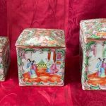 CHINESE ANTIQUE LARGE FAMILLE ROSE CANTON PORCELAIN BOX IN BOX  3 BOXES
