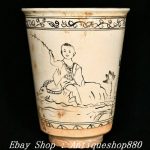 10" Old Dynasty CiZhou Kiln Porcelain Boy Ride Niu Brush Pot pencil Holder vase 10" Old Dynasty CiZhou Kiln Porcelain Boy Ride Niu Brush Pot pencil Holder vase