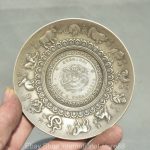 4" Old China Miao Silver Dynasty Palace 12 Zodiac Year Dragon Guangxu Dish 4" Old China Miao Silver Dynasty Palace 12 Zodiac Year Dragon Guangxu Dish