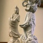 Pair Chinese Blanc de Chine Porcelain Guanyin Kwan Yin Figurines Early 20thC Pair Chinese Blanc de Chine Porcelain Guanyin Kwan Yin Figurines Early 20thC
