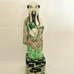 Antique Chinese Polychrome Famille Verte Porcelain Figure Figurine Statue Antique Chinese Polychrome Famille Verte Porcelain Figure Figurine Statue