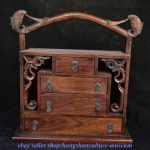 14.8 " China Huanghuali Wood Carved Fengshui 2 Fish Portable drawer Jewelry Box 14.8 " China Huanghuali Wood Carved Fengshui 2 Fish Portable drawer Jewelry Box