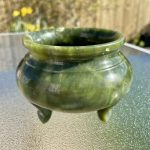 Antique Chinese Spinach Jade Green Hard Stone? Tripod Censer Koro Incense Burner Antique Chinese Spinach Jade Green Hard Stone? Tripod Censer Koro Incense Burner