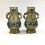 A  stately pair of 19thc. Chinese bronze enamel vases, Qing Dynasty