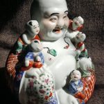 Antique Chinese Porcelain Famille Rose Buddha w. Impressed Mark Republic Period