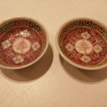 Vintage Chinese Longevity Mun Shou Famille Rose Soy Bowls Vintage Chinese Longevity Mun Shou Famille Rose Soy Bowls