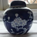 Chinese Blue & White Kangxi 4.5" Prunus Ginger Jar With Double Ring Mark On Base Chinese Blue & White Kangxi 4.5" Prunus Ginger Jar With Double Ring Mark On Base