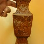 Vintage Chinese Cinnabar Vase, Square mouth, 7 1/2 inches tall
