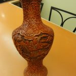 Vintage Chinese Cinnabar Vase, round mouth,14 inches tall