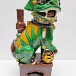 VINTAGE CHINESE PORCELAIN FAMILLE VERTE FOO DOG LION 9.5" LARGE VINTAGE CHINESE PORCELAIN FAMILLE VERTE FOO DOG LION 9.5" LARGE