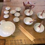 Chinese Mun Shou Famille Rose Longevity Porcelain dinner set Chinese Mun Shou Famille Rose Longevity Porcelain dinner set