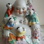 Large Chinese Porcelain Famille Rose Laughing Buddha with Children Large Chinese Porcelain Famille Rose Laughing Buddha with Children
