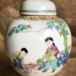 Chinese Porcelain Ginger Jar Vintage Handpainted Children Geese Famille Rose Chinese Porcelain Ginger Jar Vintage Handpainted Children Geese Famille Rose