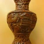 Vintage Chinese Cinnabar Vase, round mouth, 5 inches tall