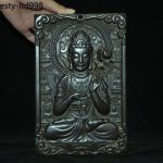 10" Tibetan Buddhism Redwood Lotus Kwan-yin Guan Yin Buddha Thangka Wall hanging