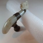 Carved dragon/nephrite jade with brass sash hook. Qing Dynasty. 17th-18th cent Carved dragon/nephrite jade with brass sash hook. Qing Dynasty. 17th-18th cent