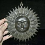 7.6" Old Tibet Buddhism Temple Bronze Kwan-Yin Guan Yin Buddha Face Wall Hang