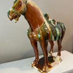 Chinese Sancai glazed 3 color pottery war horse Chinese Sancai glazed 3 color pottery war horse