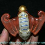 3" Marked Chinese Wucai Porcelain Fengshui Bat Snuff box Snuff bottle Statue 3" Marked Chinese Wucai Porcelain Fengshui Bat Snuff box Snuff bottle Statue