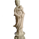 RARE Antique Chinese Guanyin Blanc De Chine Porcelain Figure 9 1/2 inches