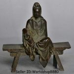 3.4" Old Red Bronze Kwan-Yin Guan Yin Boddhisattva Goddess Seat bench Statue 3.4" Old Red Bronze Kwan-Yin Guan Yin Boddhisattva Goddess Seat bench Statue