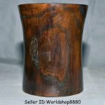 6.2" Old China Huanghuali Wood Hand Carved Dynasty Palace Brush Pot Pencil Vase 6.2" Old China Huanghuali Wood Hand Carved Dynasty Palace Brush Pot Pencil Vase