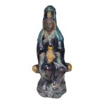 Chinese Tang Dynasty Sancai Glazed Mother and Child Figure Statue 11.25" tall