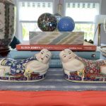 Vintage Pair, Famille Rose, Asian Chinese porcelain laying pillow figurine Vintage Pair, Famille Rose, Asian Chinese porcelain laying pillow figurine