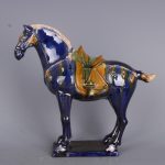 Tang Sancai Blue Glazed War Horse Ancient Porcelain Unearthed in Imitation