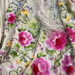 BEAUTIFUL PIANO SHAWL ANTIQUE SILK EMBROIDERED CANTON MANTON DE MANILA