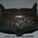 6" Marked Antique China Bronze Dynasty Lotus Flower Leaf Incense Burner Censer 6" Marked Antique China Bronze Dynasty Lotus Flower Leaf Incense Burner Censer