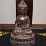 Rare Chinese Qing Dy Old Bronze Carved Buddha Design "Bai Jian" H 19.8 CM Rare Chinese Qing Dy Old Bronze Carved Buddha Design "Bai Jian" H 19.8 CM