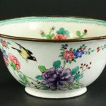 ^ Antique 1800's FINE Chinese Canton Enamel on Copper Rice Bowl Birds, Flowers ^ Antique 1800's FINE Chinese Canton Enamel on Copper Rice Bowl Birds, Flowers