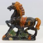 Chinese SANCAI TANG Drip Glaze Porcelain Horse Ornament 17x17x5cm