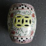 MINIATURE CERAMIC CHINESE GARDEN SEAT FAMILLE ROSE - 6" MINIATURE CERAMIC CHINESE GARDEN SEAT FAMILLE ROSE - 6"