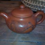 Signed Vintage Chinese Yixing Zisha Teapot-Hand Decorated with Bird & Foliage Signed Vintage Chinese Yixing Zisha Teapot-Hand Decorated with Bird & Foliage
