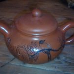 Superb Signed Vintage Chinese Yixing Zisha Teapot-Hand Decorated-Foliage & Bird Superb Signed Vintage Chinese Yixing Zisha Teapot-Hand Decorated-Foliage & Bird